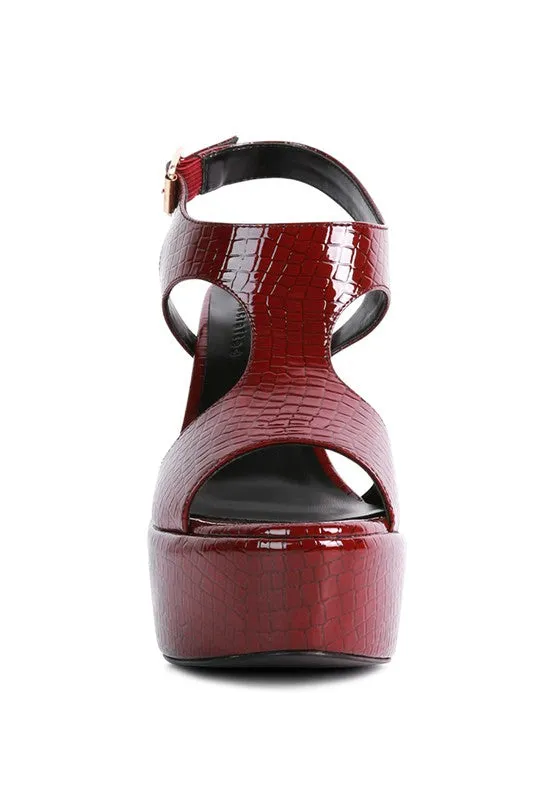 CROFT Croc High Heeled Cut Out Sandals