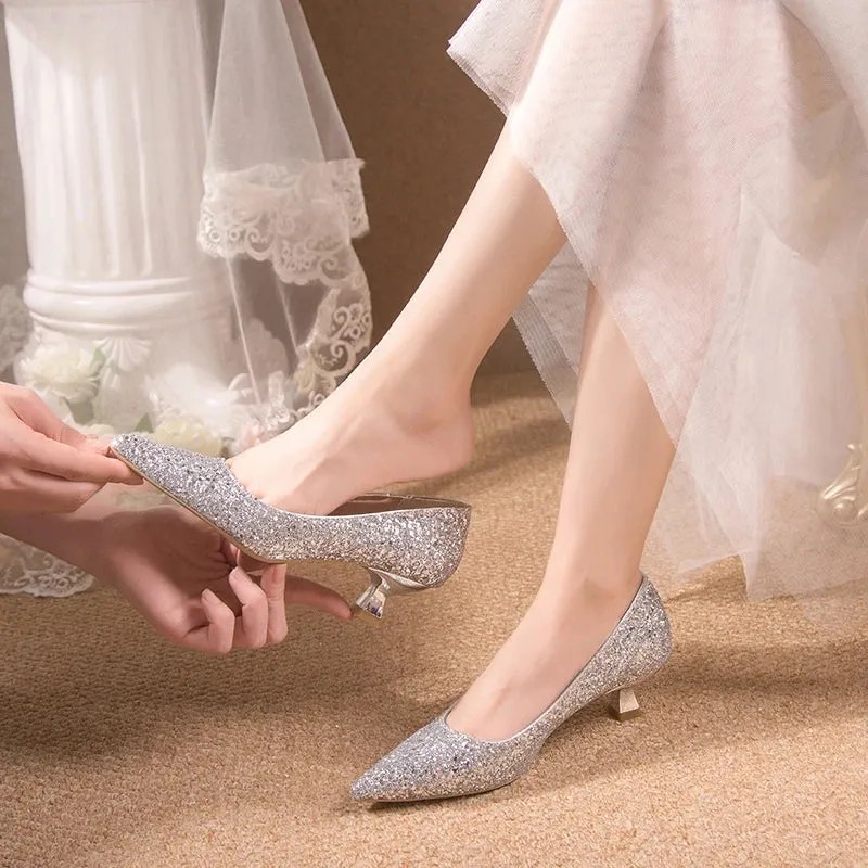 Crystal Gold Wedding High Heels for Women – Elegant Bridal Bridesmaid Shoes