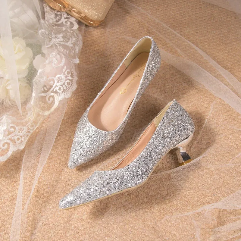 Crystal Gold Wedding High Heels for Women – Elegant Bridal Bridesmaid Shoes