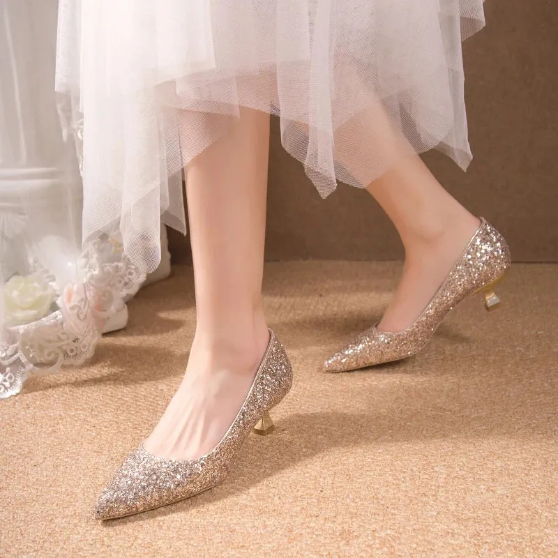 Crystal Gold Wedding High Heels for Women – Elegant Bridal Bridesmaid Shoes