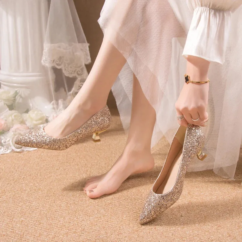 Crystal Gold Wedding High Heels for Women – Elegant Bridal Bridesmaid Shoes