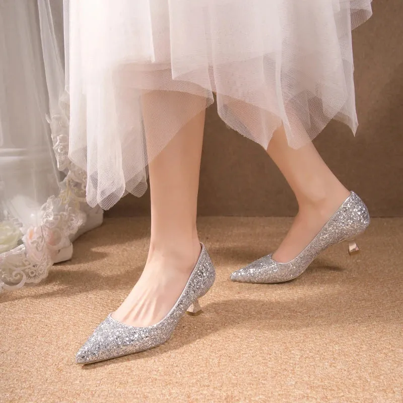 Crystal Gold Wedding High Heels for Women – Elegant Bridal Bridesmaid Shoes