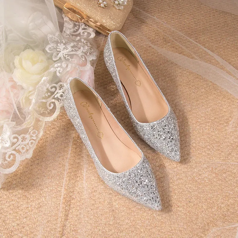 Crystal Gold Wedding High Heels for Women – Elegant Bridal Bridesmaid Shoes