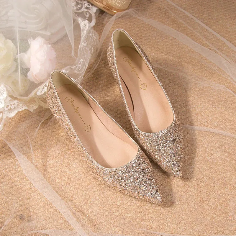 Crystal Gold Wedding High Heels for Women – Elegant Bridal Bridesmaid Shoes