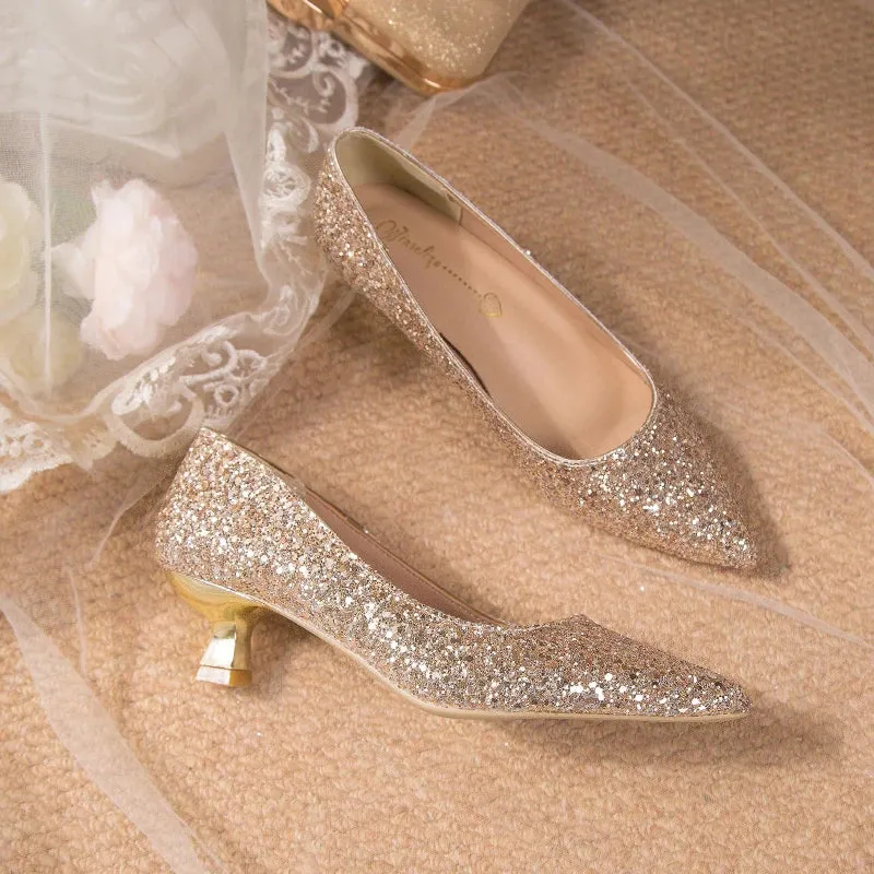 Crystal Gold Wedding High Heels for Women – Elegant Bridal Bridesmaid Shoes