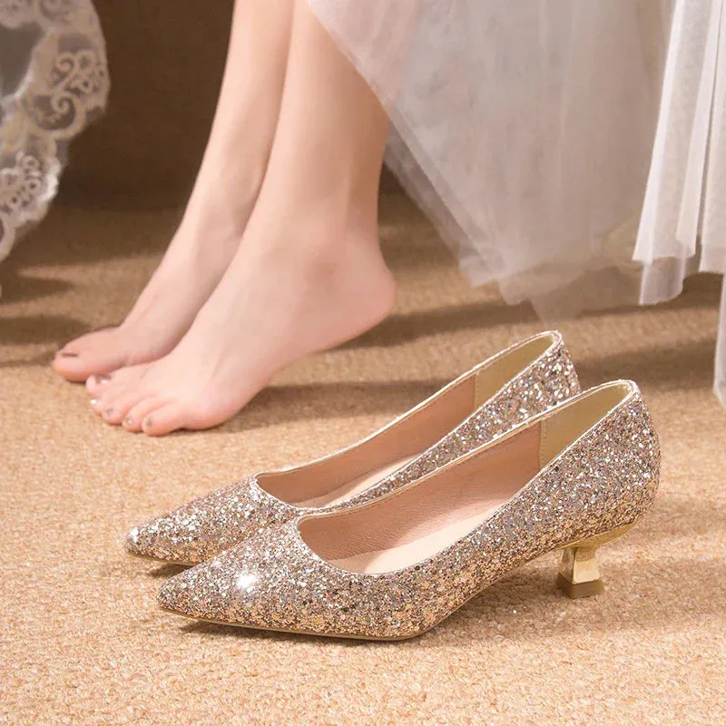Crystal Gold Wedding High Heels for Women – Elegant Bridal Bridesmaid Shoes