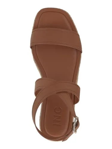 Cufflinks Inc. INC Womens Havilah Espadrille Platform Sandals Brown 7.5 Medium (B,M), Cognac Smooth