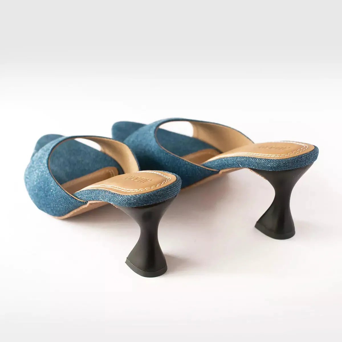 Denim Pointed Toe Kitten Heels
