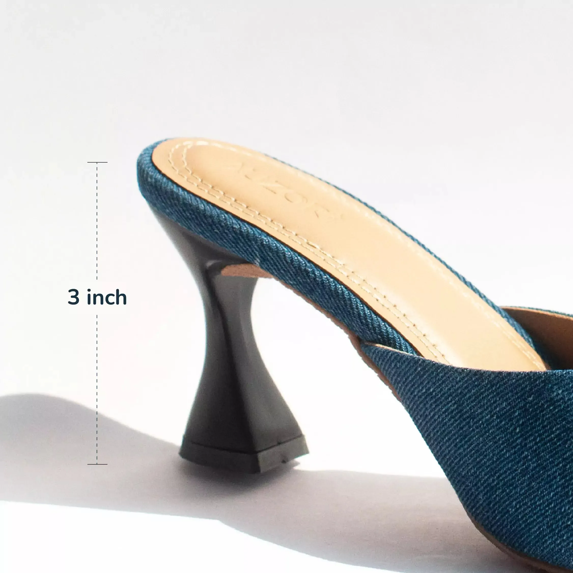 Denim Pointed Toe Kitten Heels