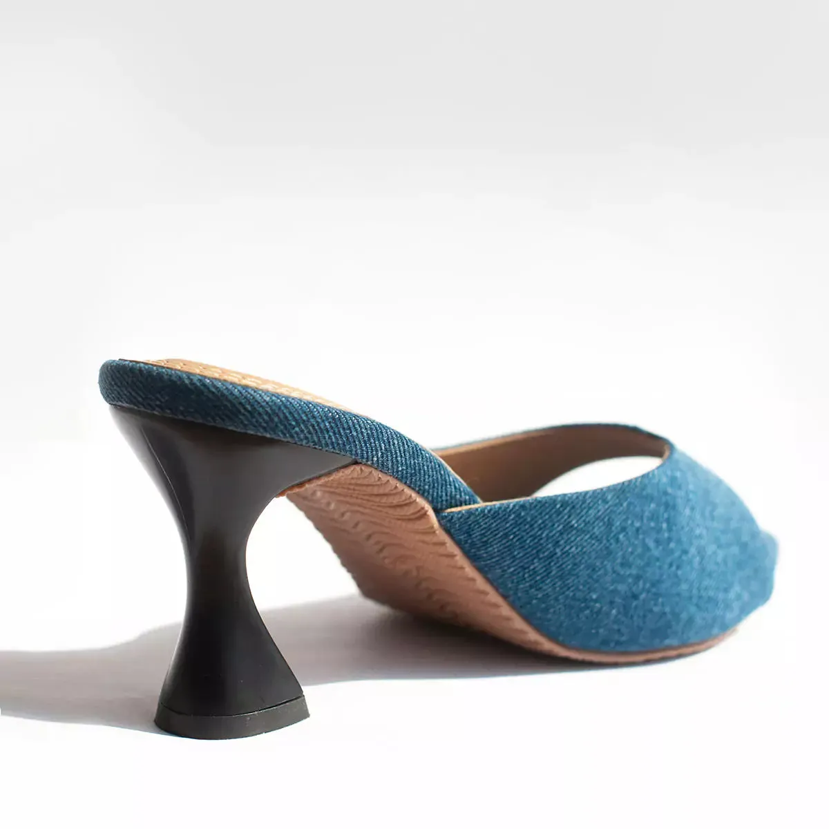 Denim Pointed Toe Kitten Heels