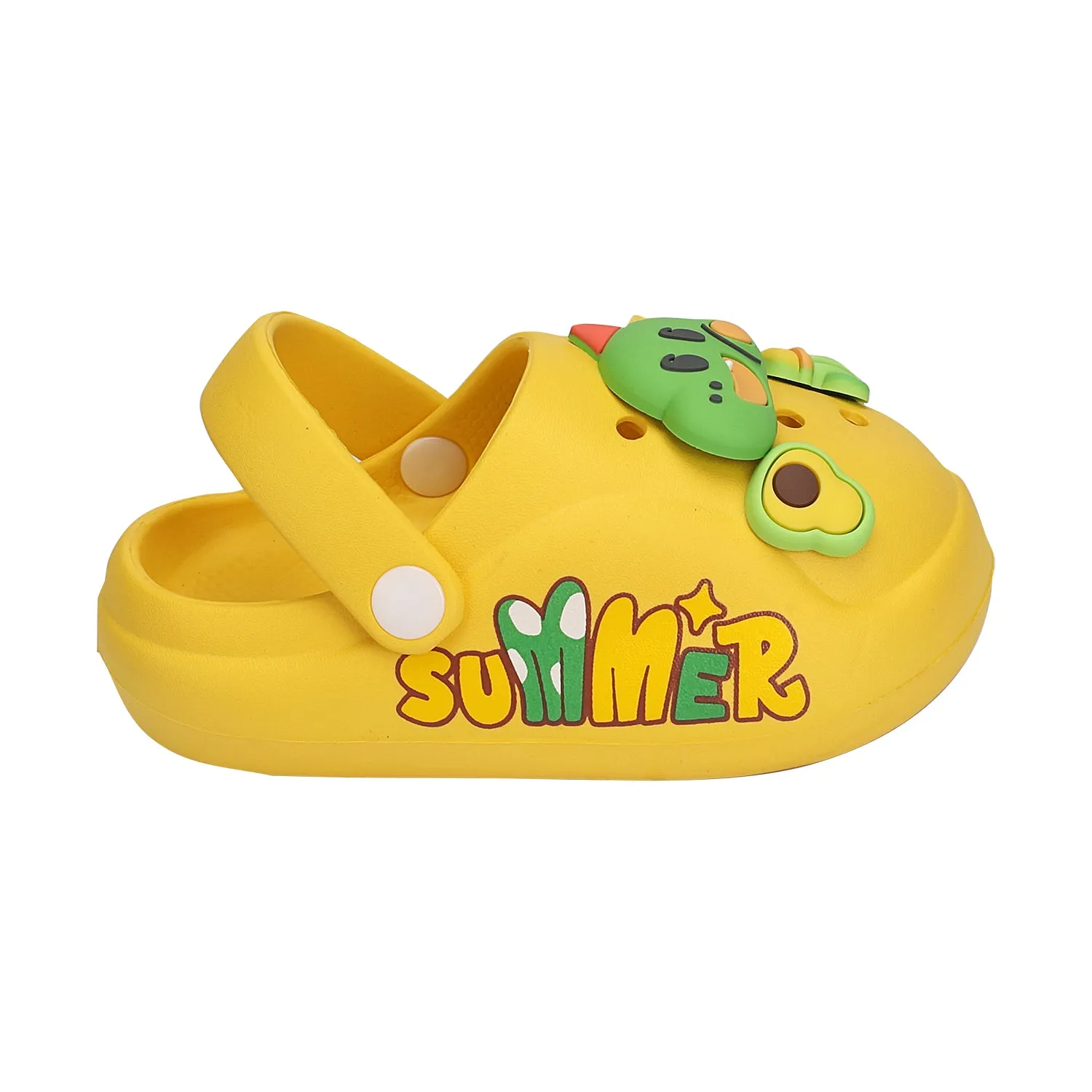 DINOSAUR & FRUIT APPLIQUE CLOGS - YELLOW