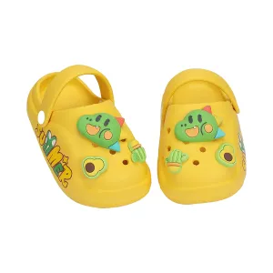 DINOSAUR & FRUIT APPLIQUE CLOGS - YELLOW