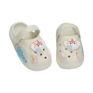 DOLL & RAINBOW APPLIQUE CLOGS - WHITE