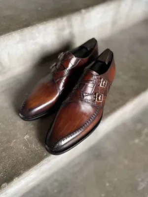 Double Monk Croc Trim Loafer