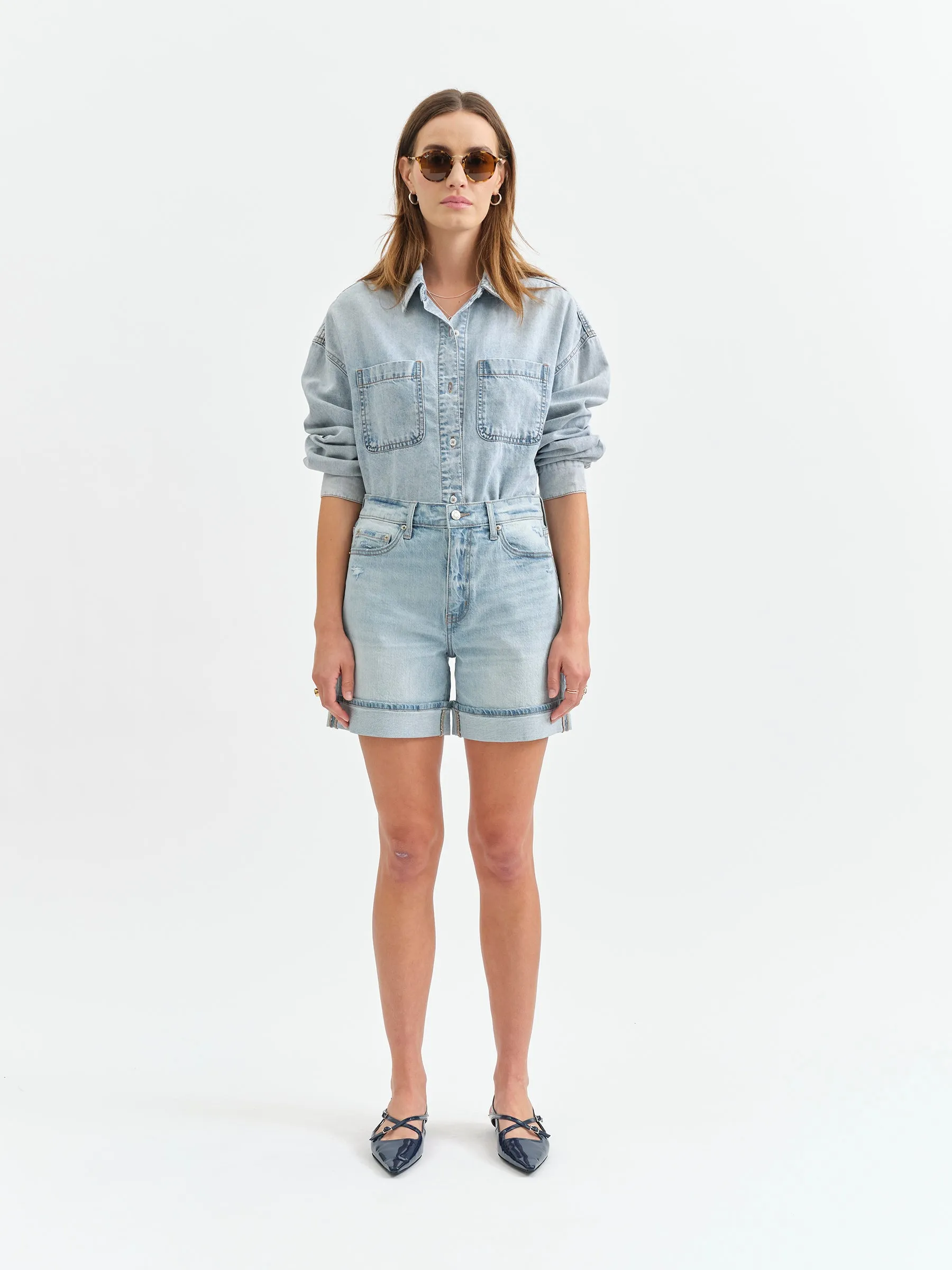 Easy Rider Mid Rise Short in Dew Drop
