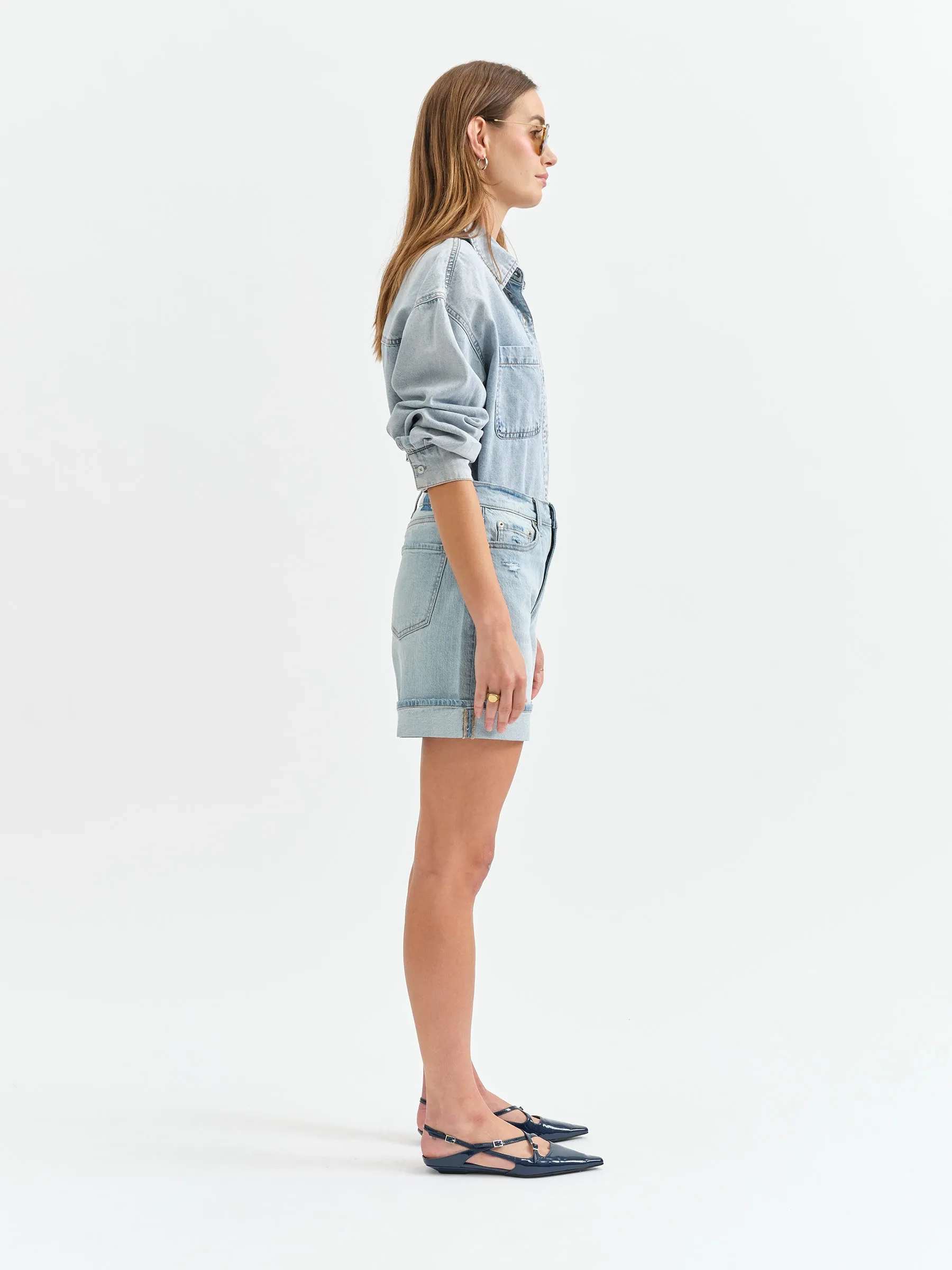 Easy Rider Mid Rise Short in Dew Drop