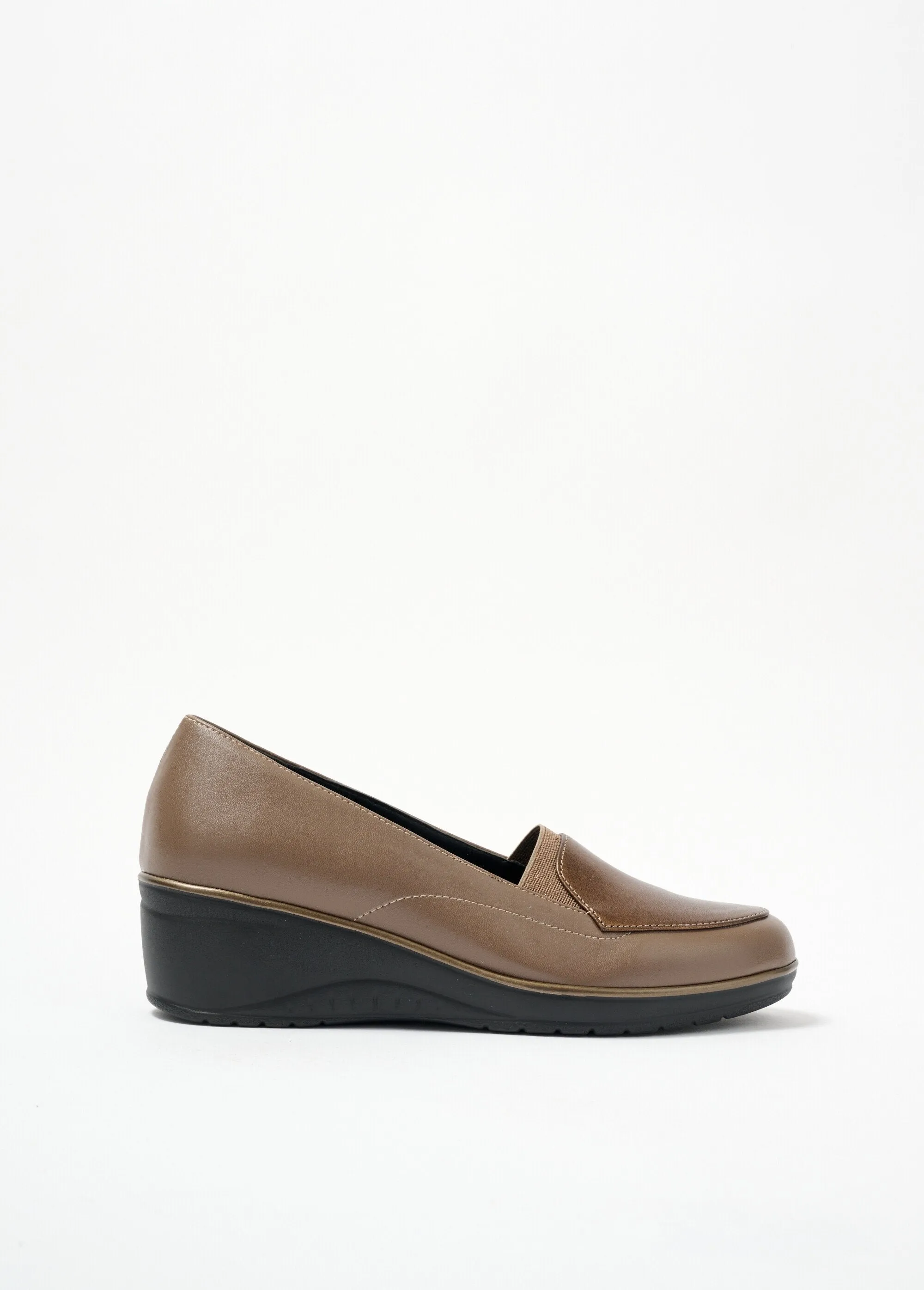Elasticated comfort width wedge loafers