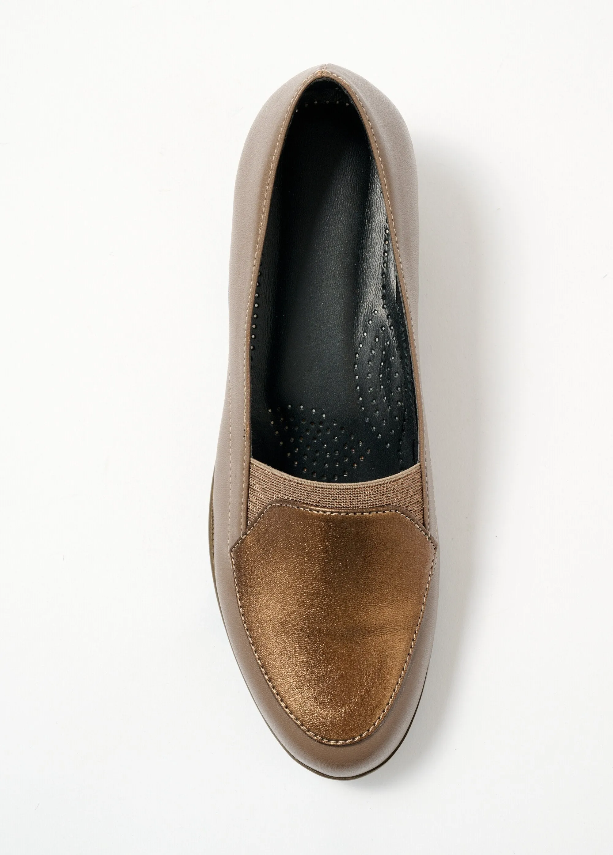 Elasticated comfort width wedge loafers