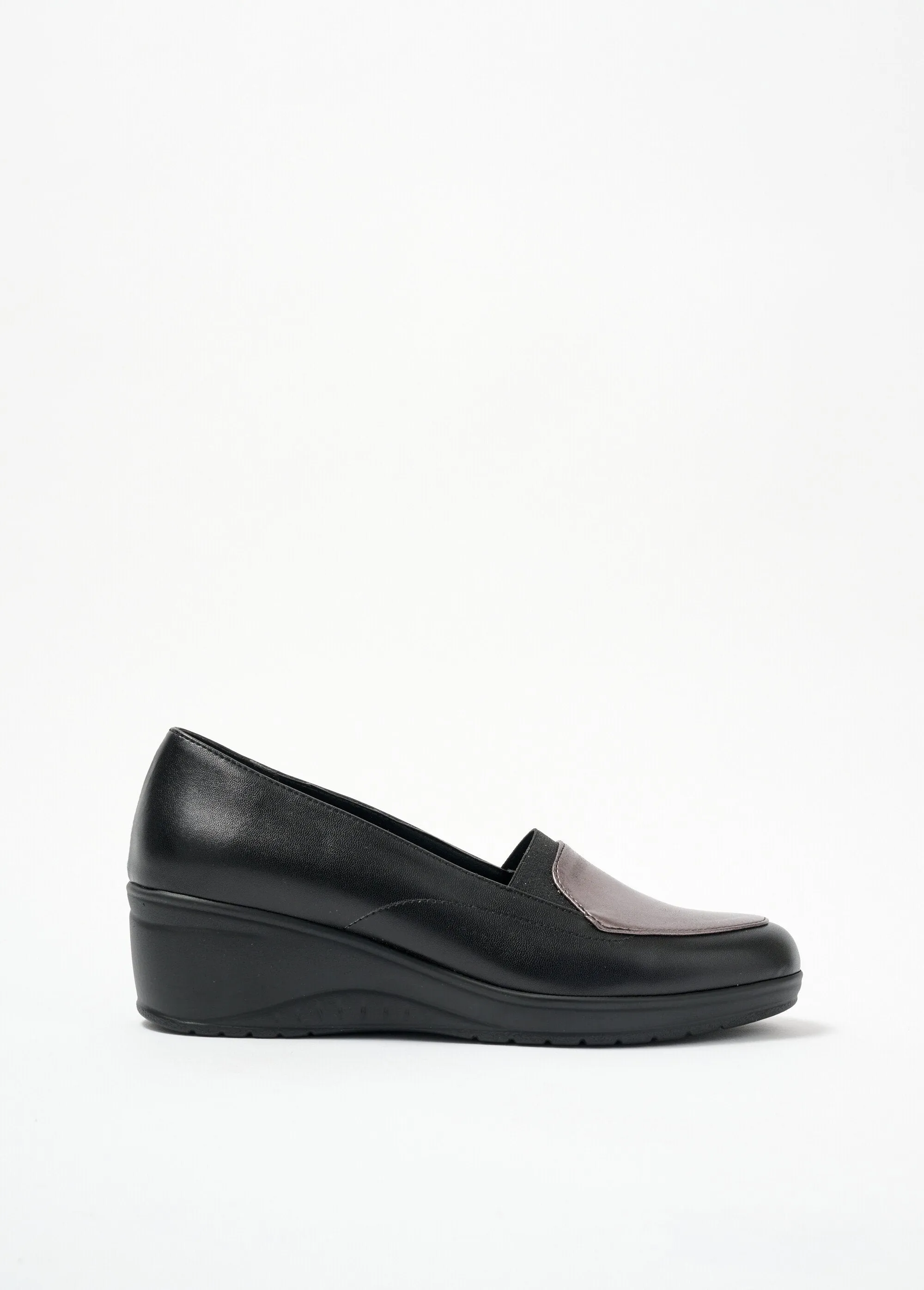 Elasticated comfort width wedge loafers