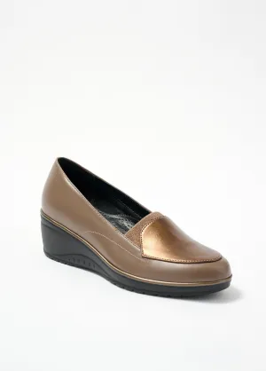 Elasticated comfort width wedge loafers