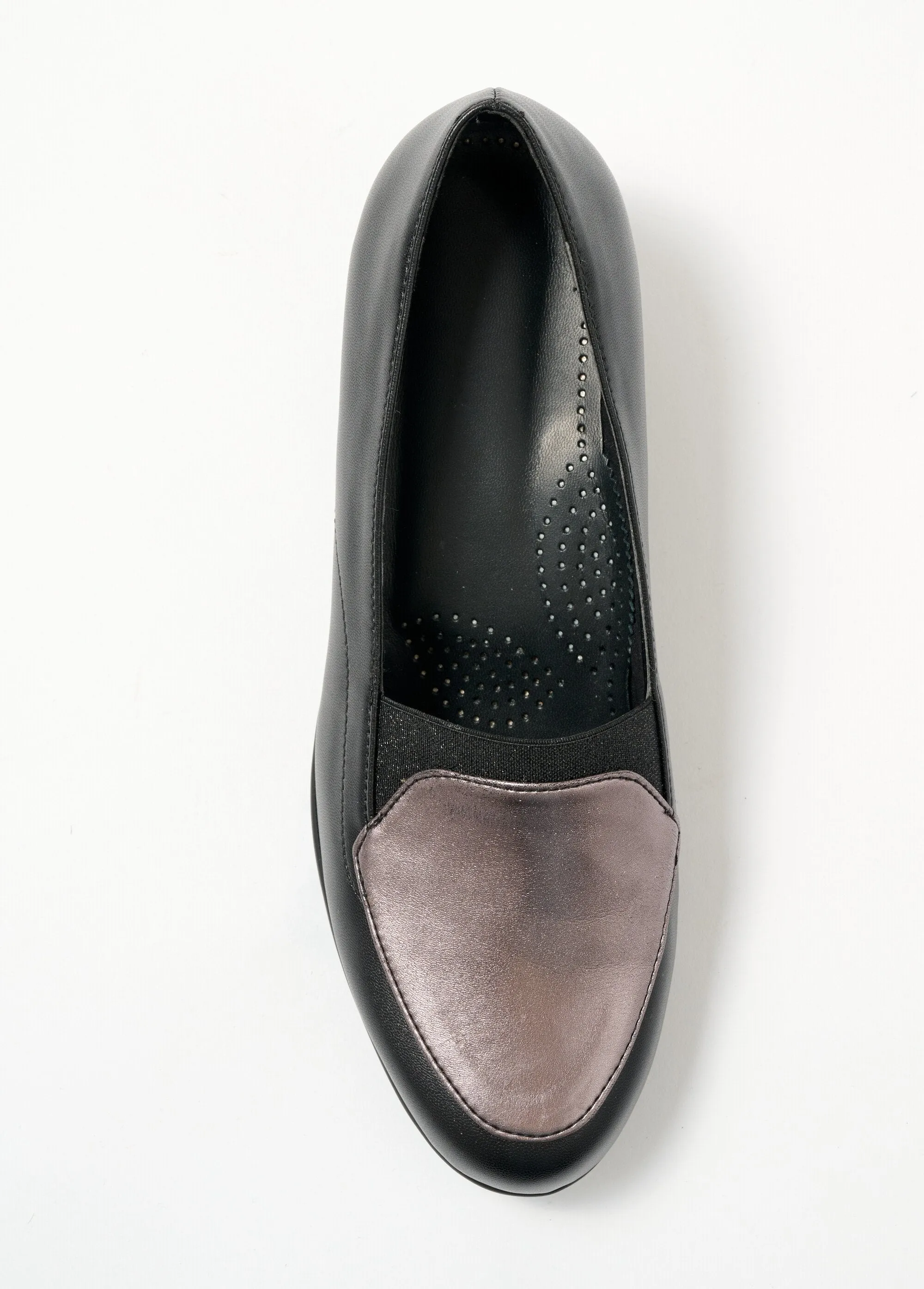 Elasticated comfort width wedge loafers