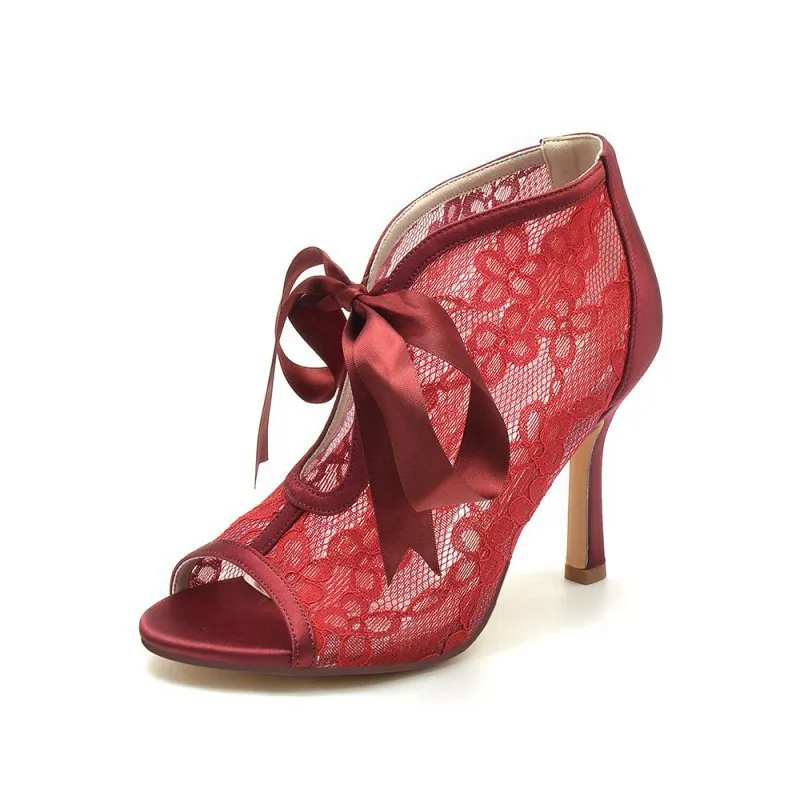 Elegant Lace Bow High Heels