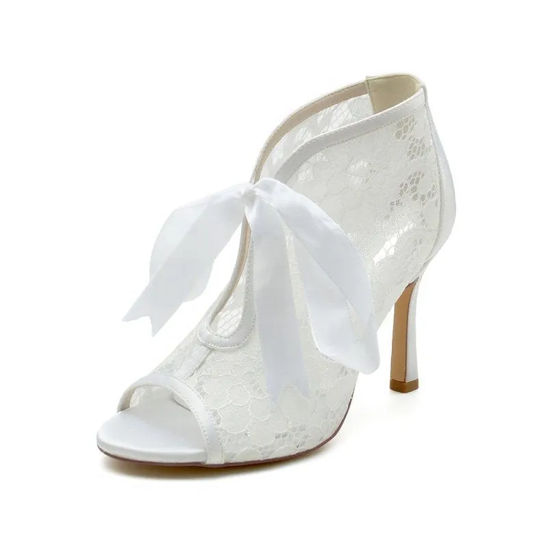 Elegant Lace Bow High Heels