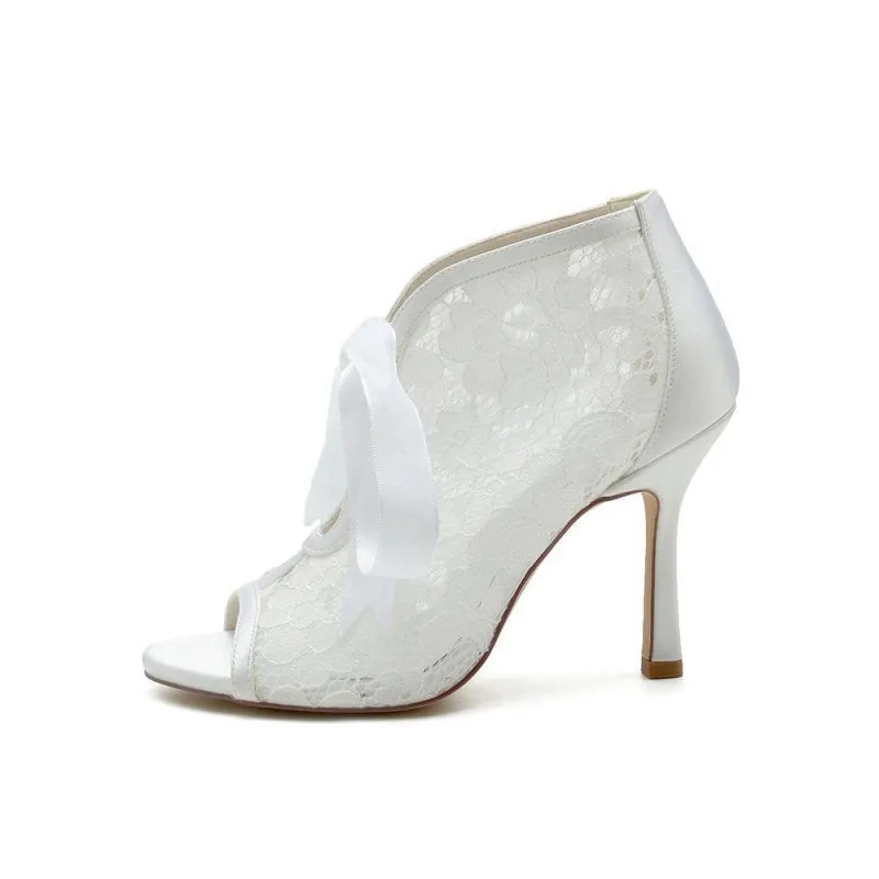 Elegant Lace Bow High Heels