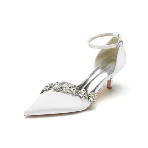 Elegant Pointed Toe Rhinestone Kitten Heels