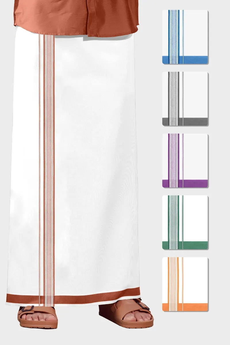 Elite Aabish - Gray Smooth Cotton Double Layered Dhoti With Fancy Borders | Uathayam