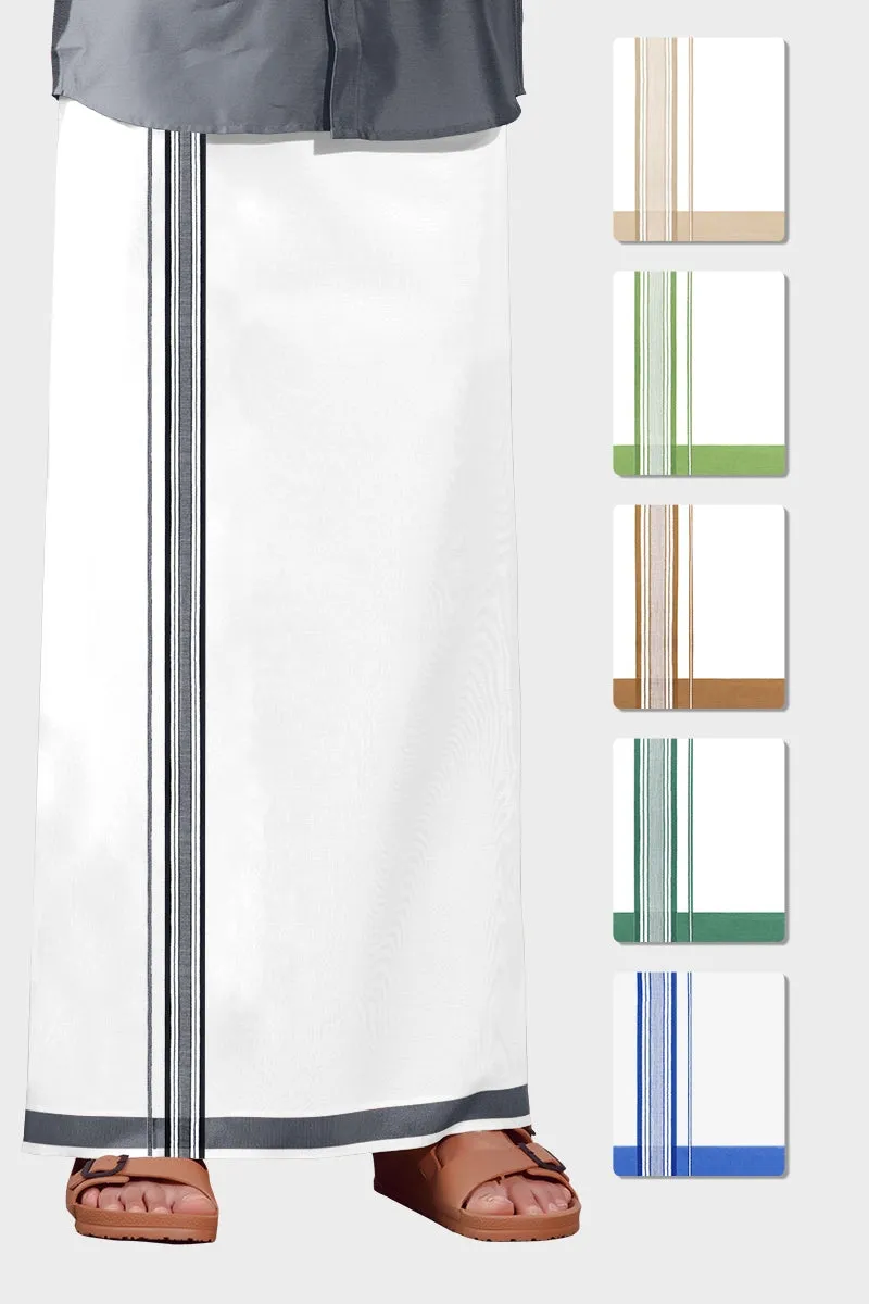 Elite Aabish - Gray Smooth Cotton Double Layered Dhoti With Fancy Borders | Uathayam