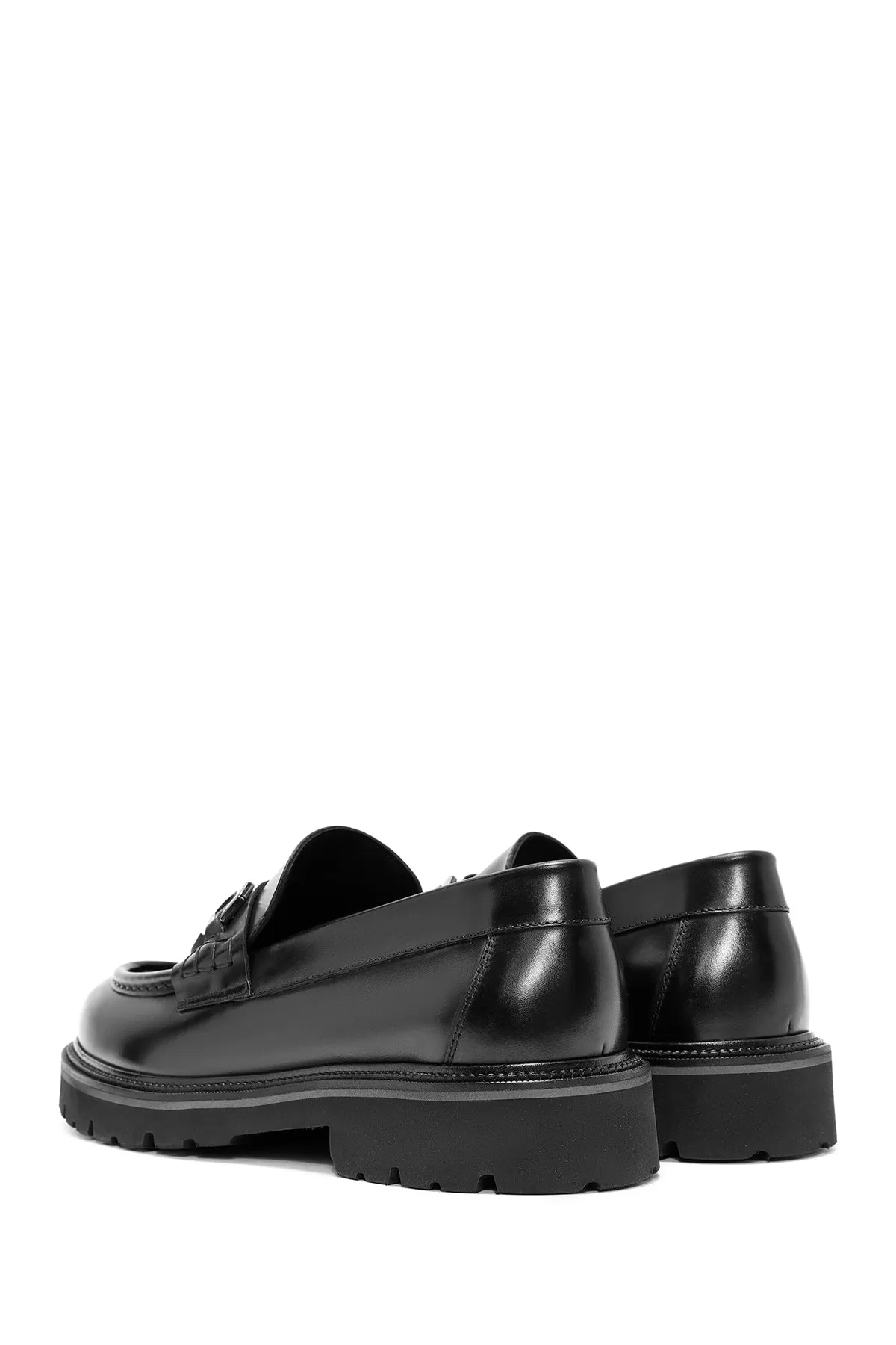 Erkek Siyah Püsküllü Deri Casual Loafer