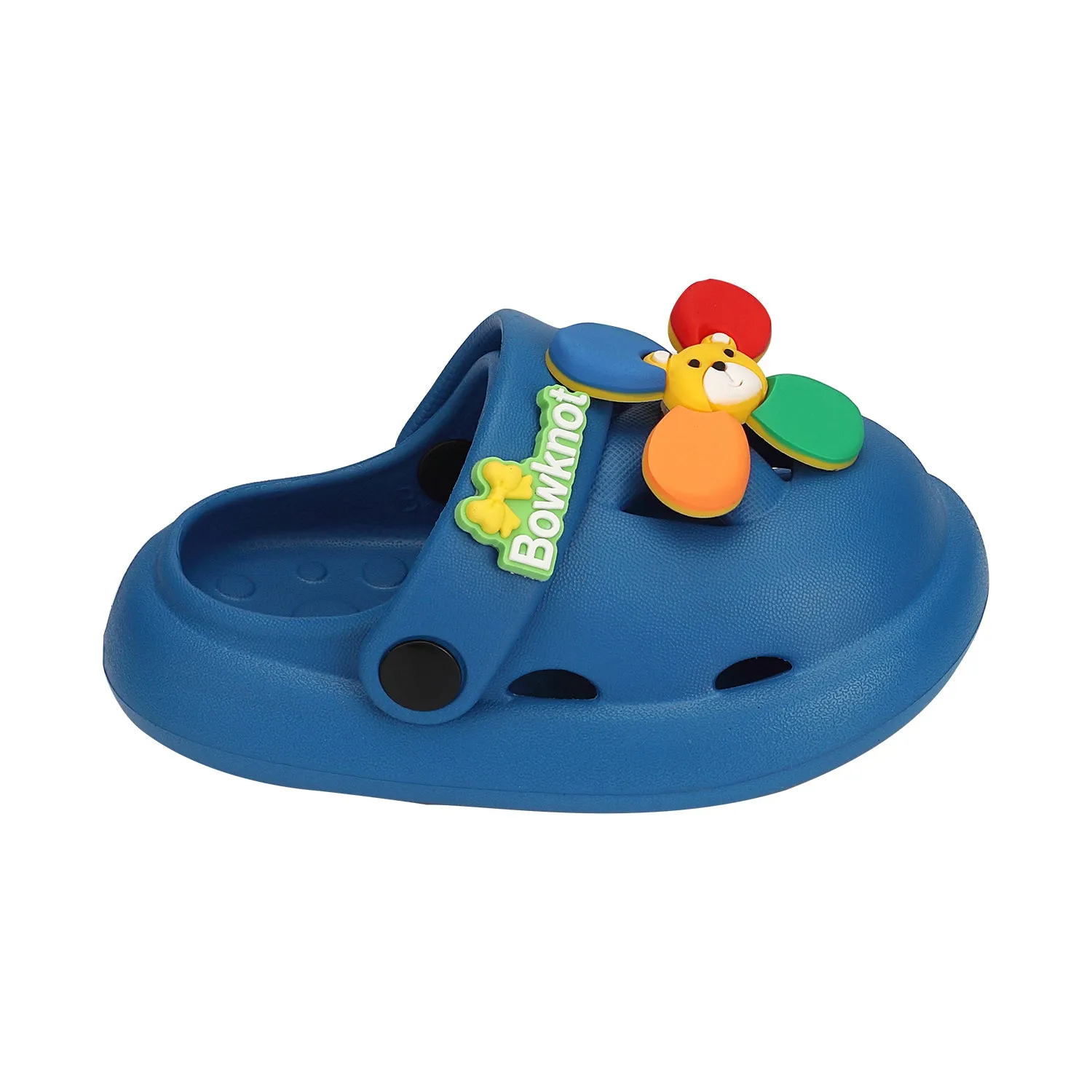 FLOWER APPLIQUE CLOGS - BLUE