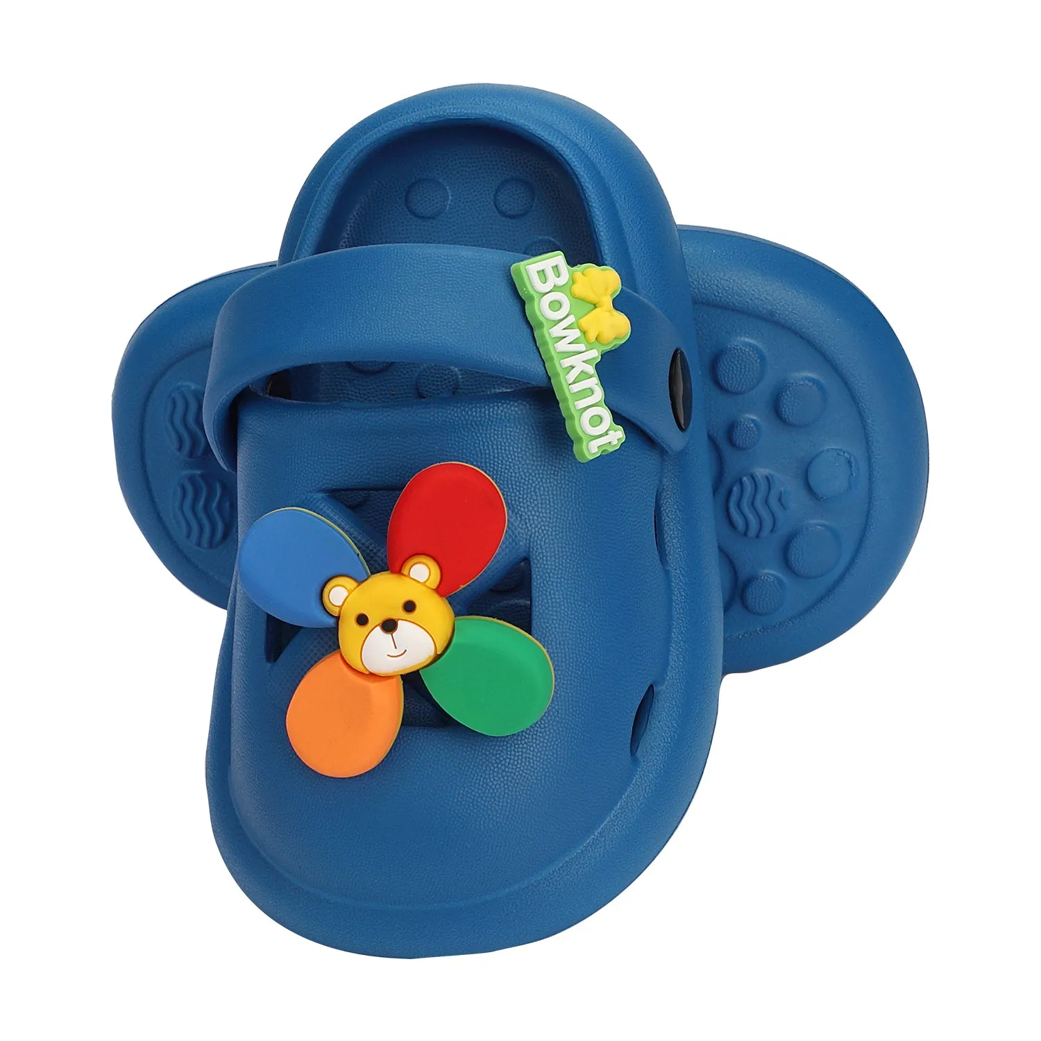FLOWER APPLIQUE CLOGS - BLUE