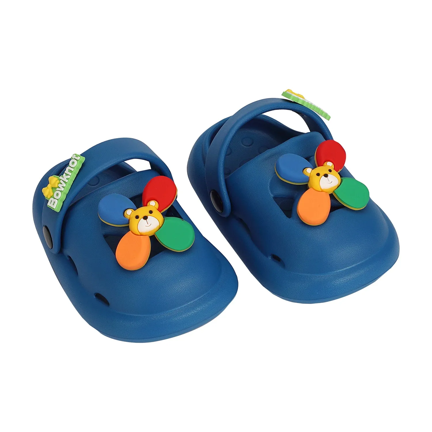 FLOWER APPLIQUE CLOGS - BLUE