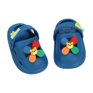 FLOWER APPLIQUE CLOGS - BLUE