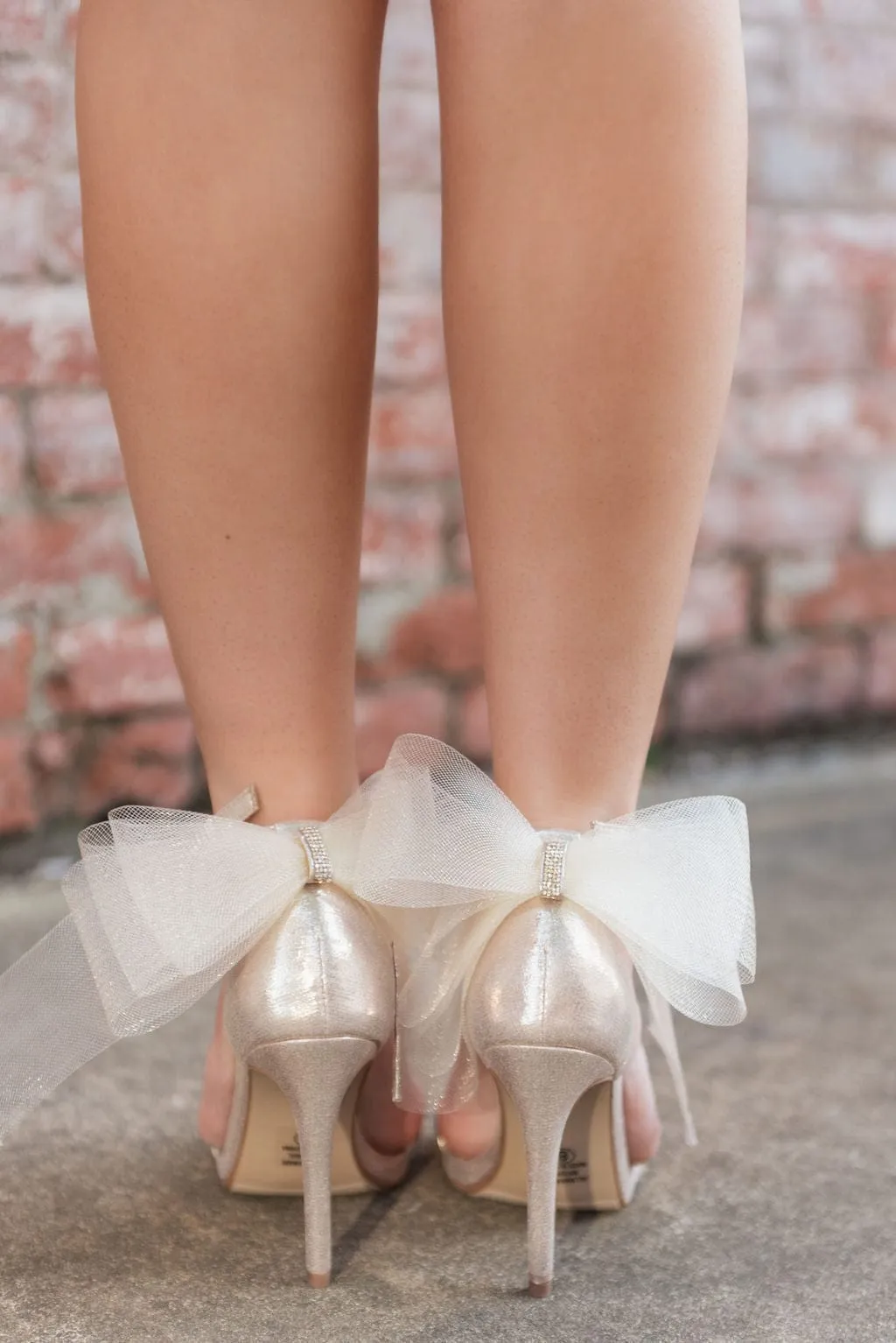 Gold Shimmer Glitz Bow Back Heels