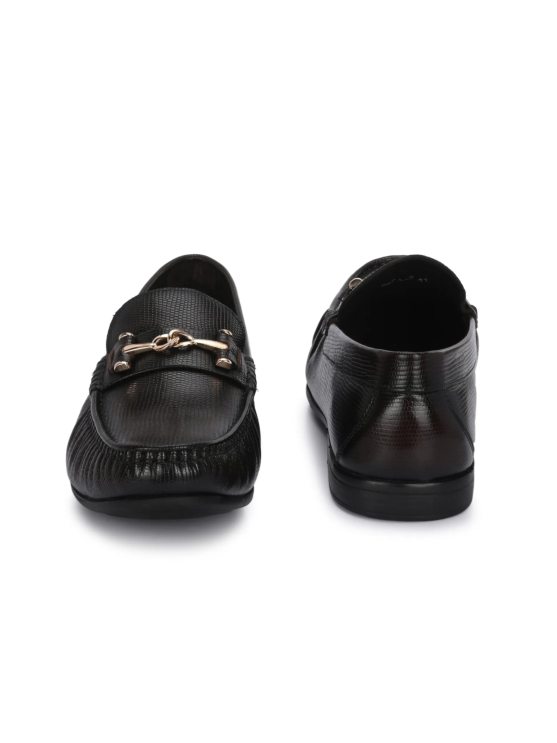 HITZ Men's Brown Leather Casual Loafers