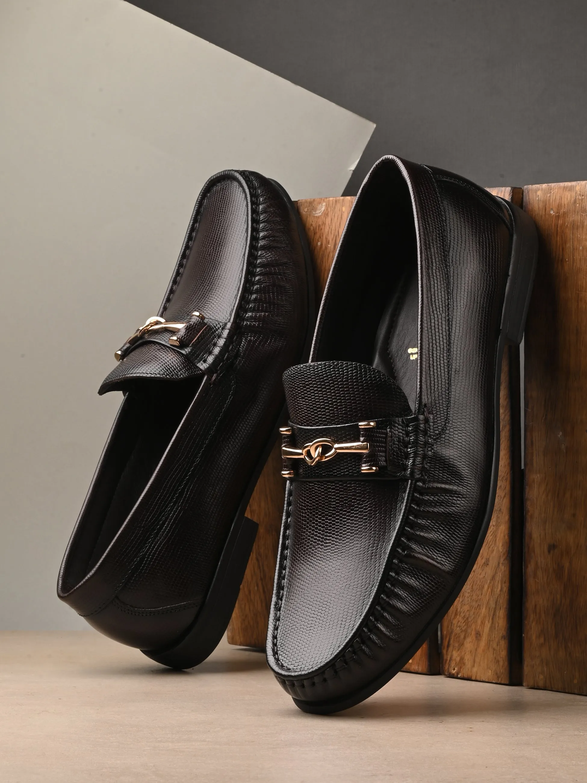 HITZ Men's Brown Leather Casual Loafers