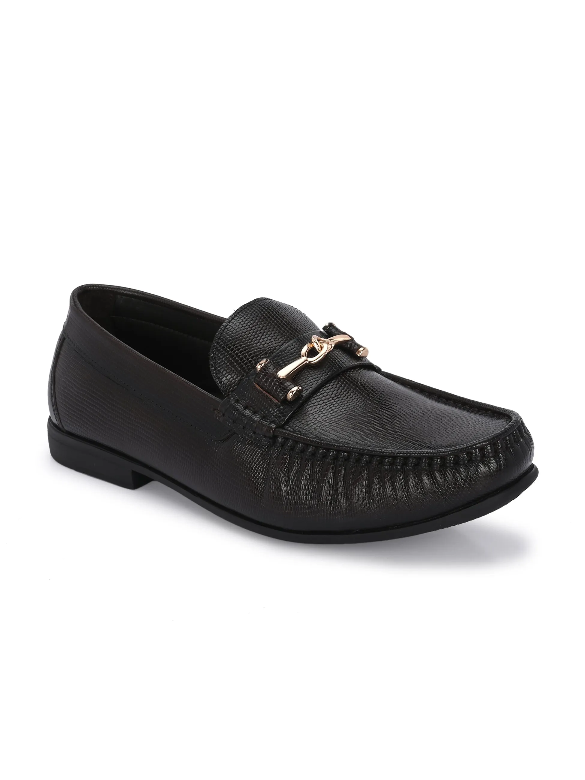 HITZ Men's Brown Leather Casual Loafers