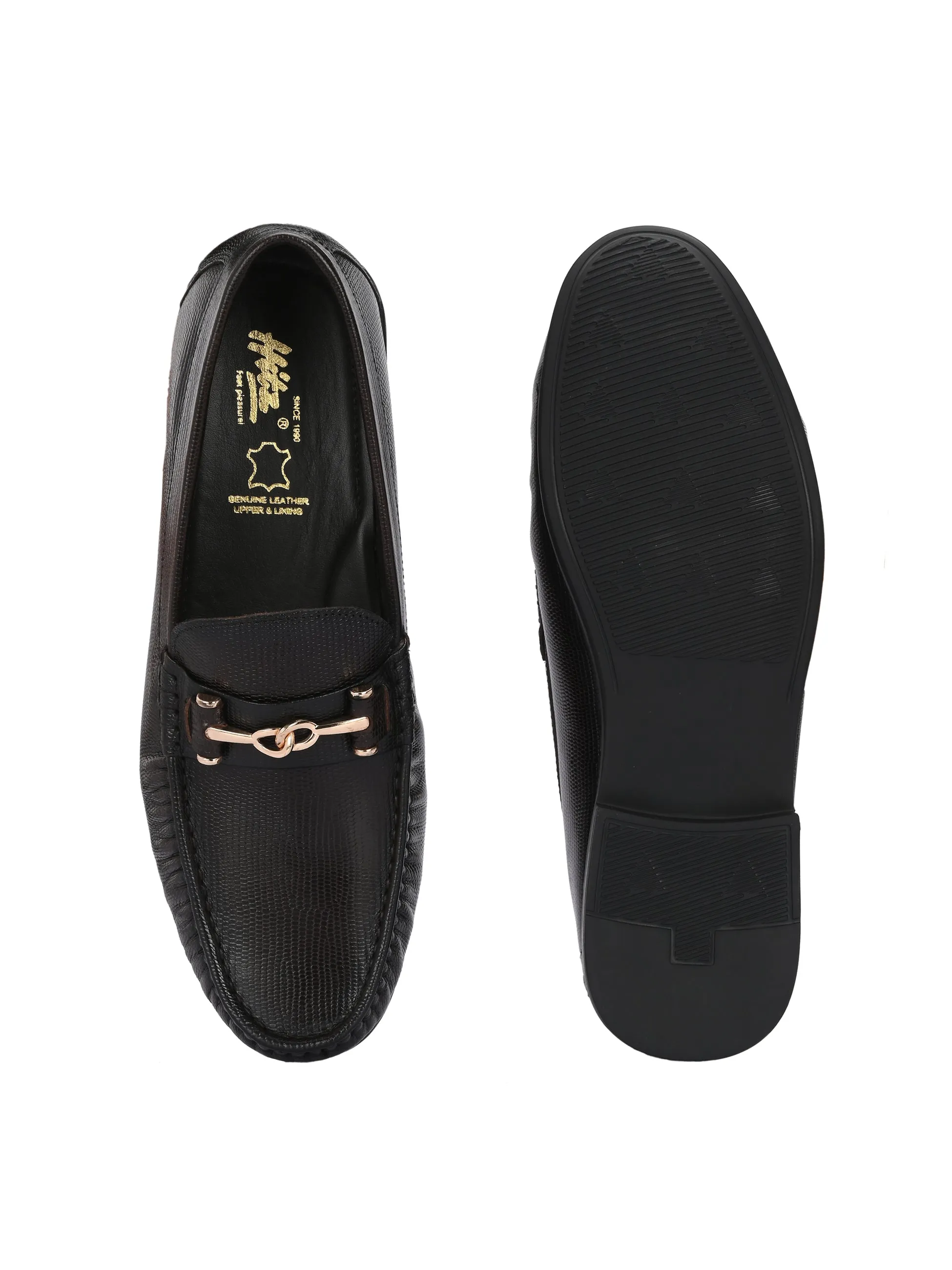 HITZ Men's Brown Leather Casual Loafers