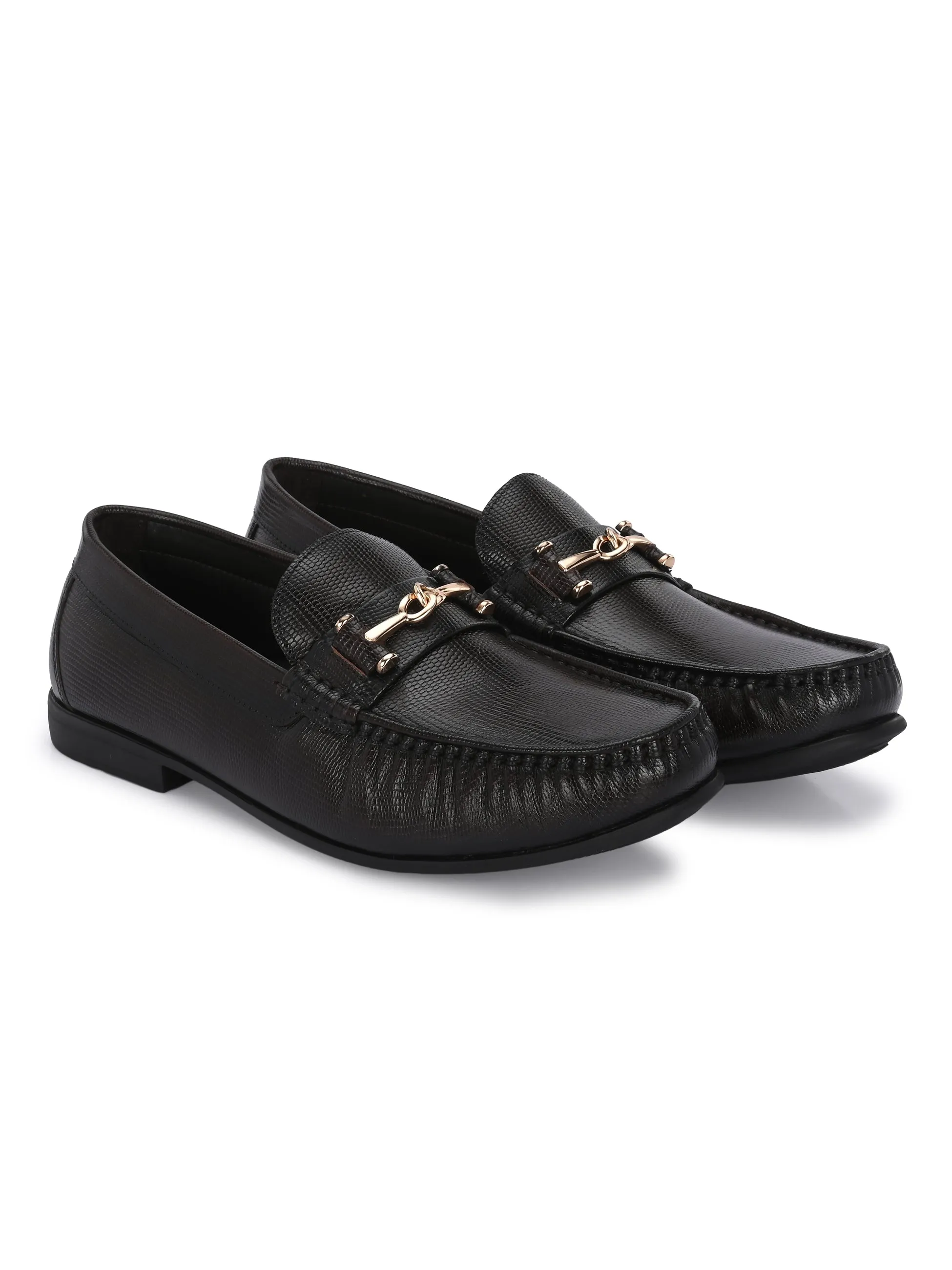 HITZ Men's Brown Leather Casual Loafers