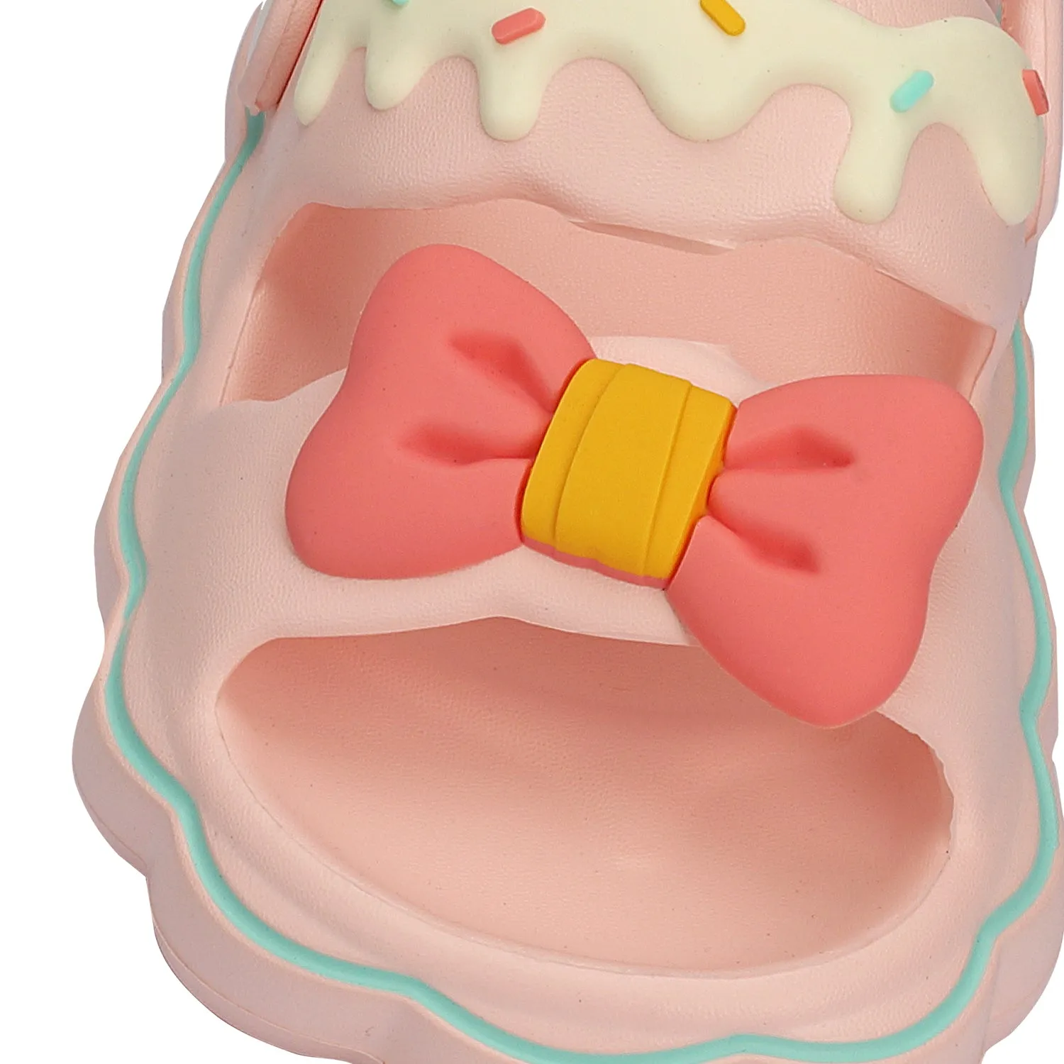 ICE-CREAM THEME BOW APPLIQUE CLOGS - PINK