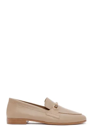 Kadın Pudra Toka Detaylı Deri Maskülen Loafer