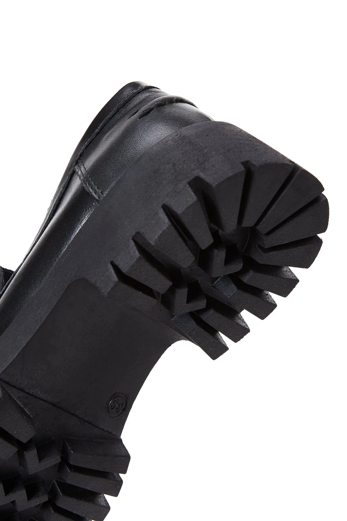 Kadın Siyah Deri Maskülen Loafer