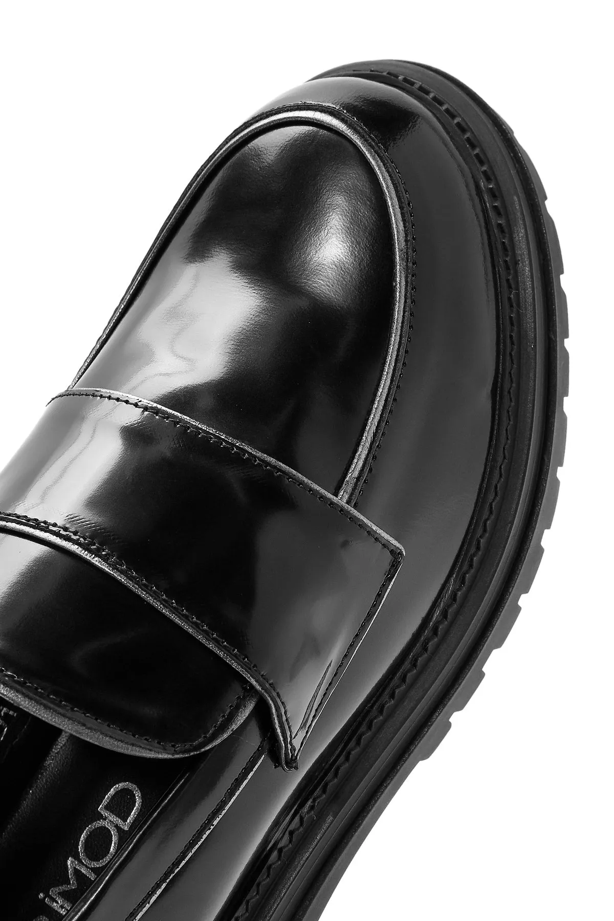 Kadın Siyah Kalın Tabanlı Deri Maskülen Loafer