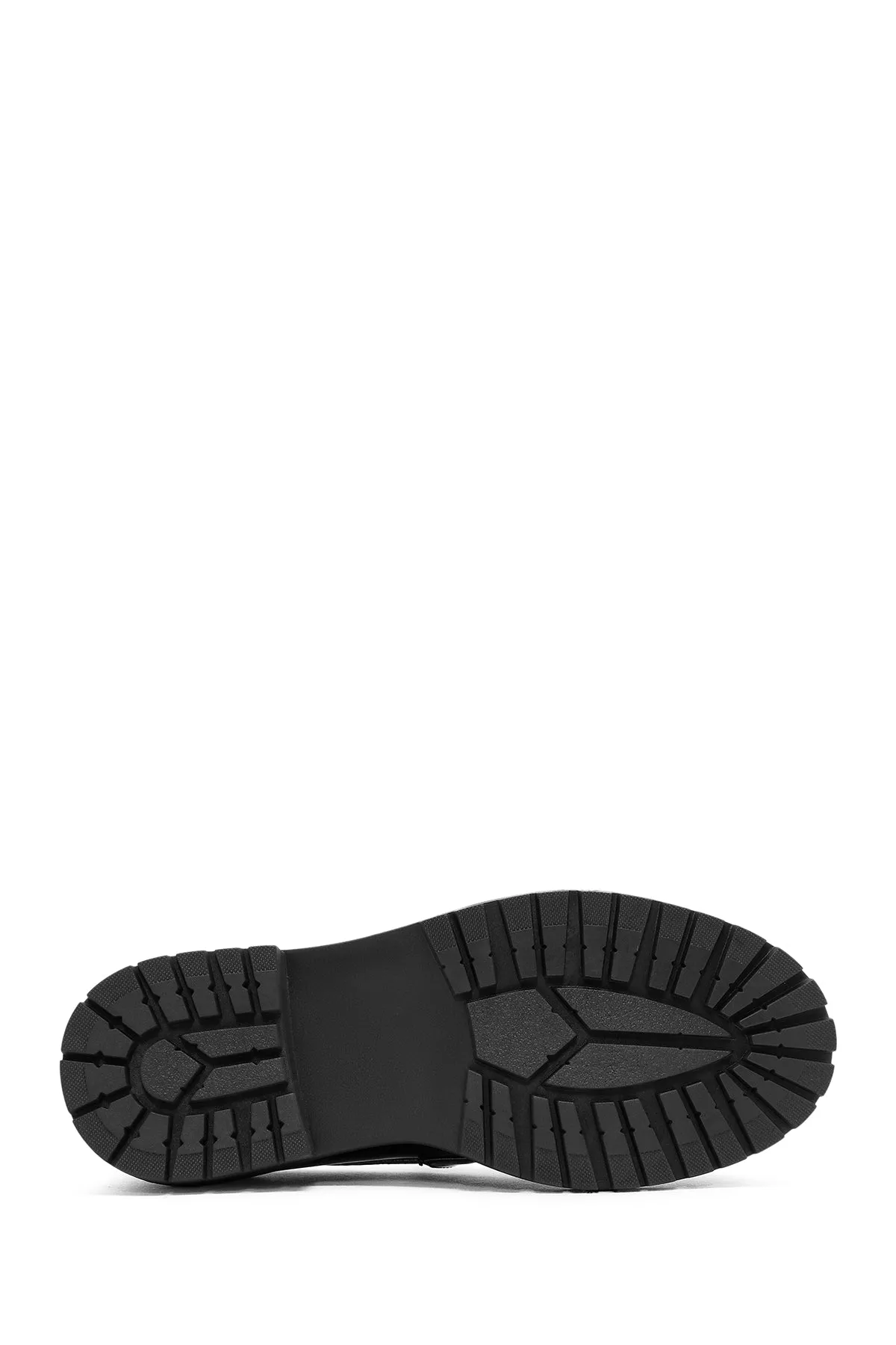 Kadın Siyah Kalın Tabanlı Deri Maskülen Loafer