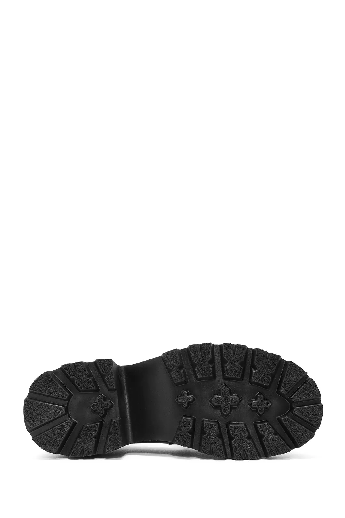 Kadın Siyah Kalın Topuklu Deri Maskülen Loafer