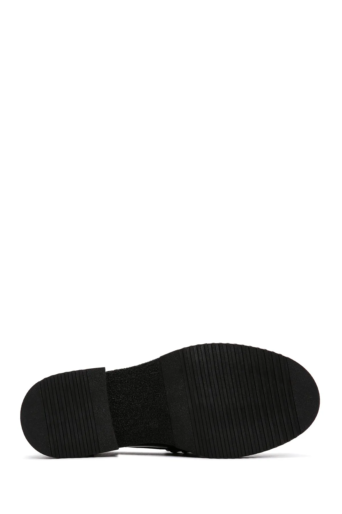 Kadın Siyah Zincir Detaylı Deri Maskülen Loafer