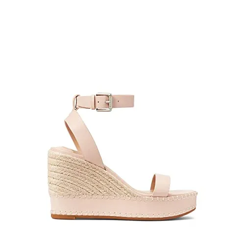 Lauren Ralph Lauren Hilarie Espadrille - Sandals for Women - Smooth Leather Upper - Adjustable Buckle Closure Light Pink 8.5 B - Medium